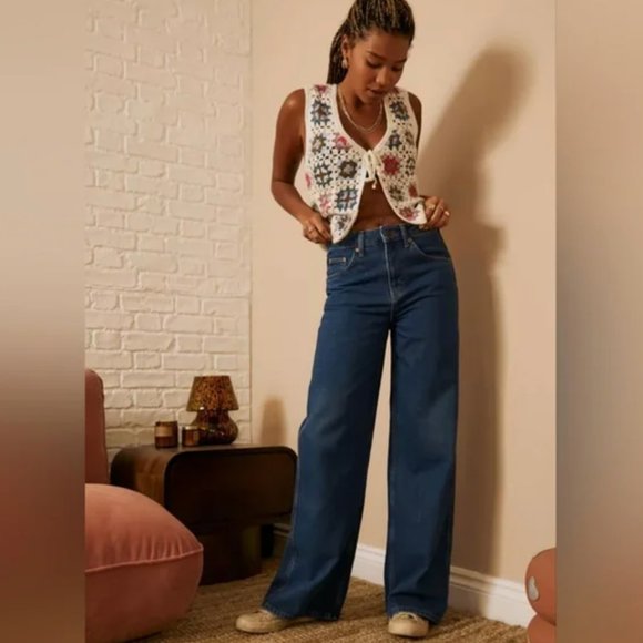 Urban Outfitters Dark Blue Wide Leg Jeans - Picture 4 of 8